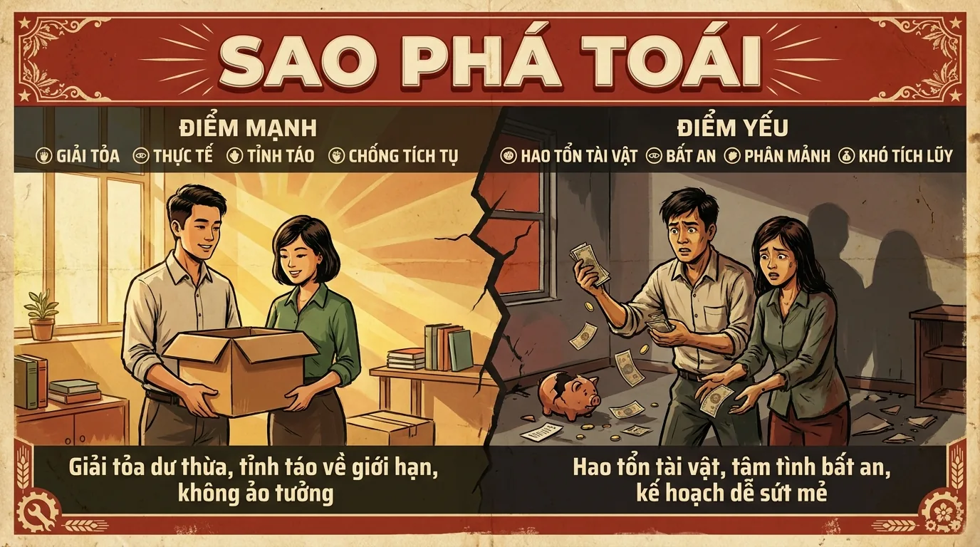 Sao Phá Toái, Phụ Tinh Hao Tổn Phân Tán Trong Tử Vi